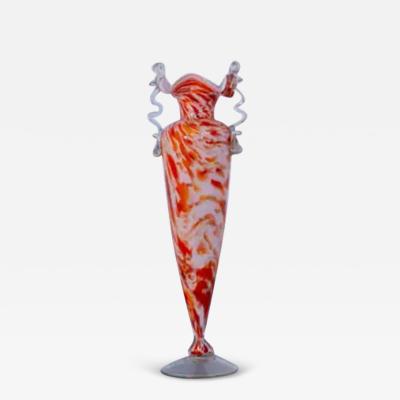 Fratelli Toso Orange Vintage Murano Glass Vase by Fratelli Toso 1940