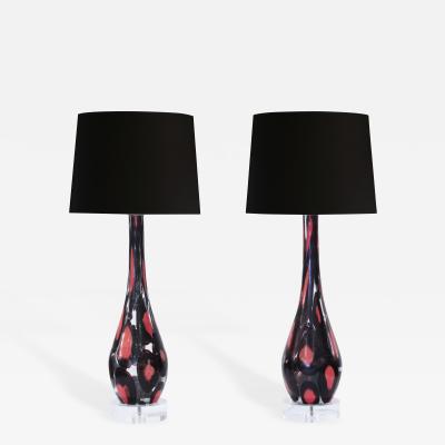 Fratelli Toso Pair of Exceptional Hand Blown Glass Table Lamps by Fratelli Toso