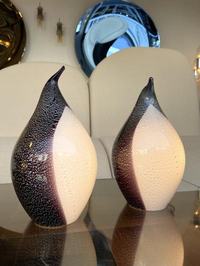 Fratelli Toso Pair of Penguin Murano Glass Lamps Italy 1980s