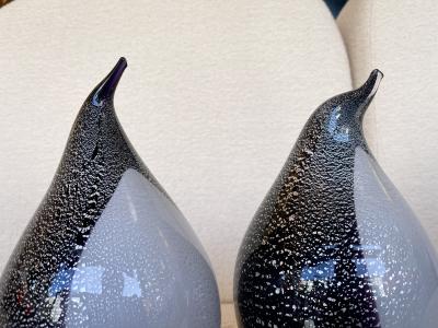 Fratelli Toso Pair of Penguin Murano Glass Lamps Italy 1980s