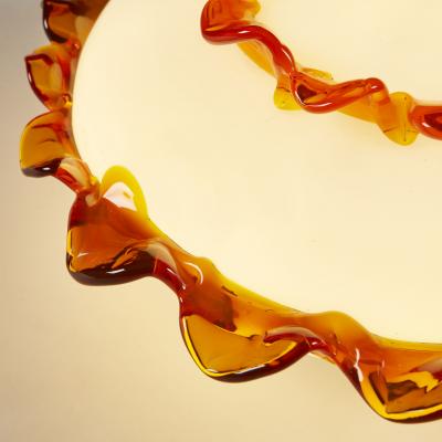 Fratelli Toso Unusual handblown 1960s Murano glass flower table lamp by Fratelli Toso