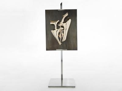 Fred Brouard Signed Fred Brouard steel bronze sculpture chevalet wall lamp 1976
