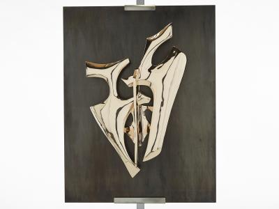 Fred Brouard Signed Fred Brouard steel bronze sculpture chevalet wall lamp 1976