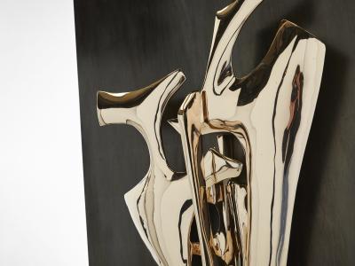 Fred Brouard Signed Fred Brouard steel bronze sculpture chevalet wall lamp 1976