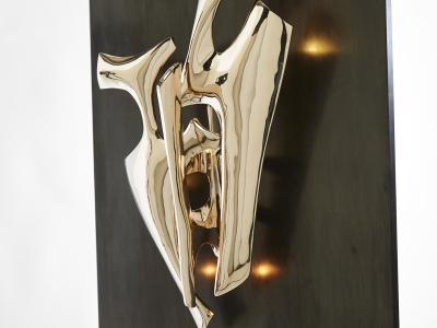 Fred Brouard Signed Fred Brouard steel bronze sculpture chevalet wall lamp 1976