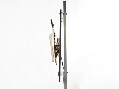 Fred Brouard Signed Fred Brouard steel bronze sculpture chevalet wall lamp 1976