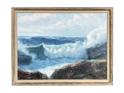 Fred Pye Fred Pye Signed Rocky Seascape Painting Maine Oil on Canvas