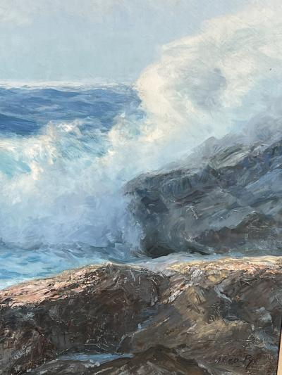 Fred Pye Fred Pye Signed Rocky Seascape Painting Maine Oil on Canvas