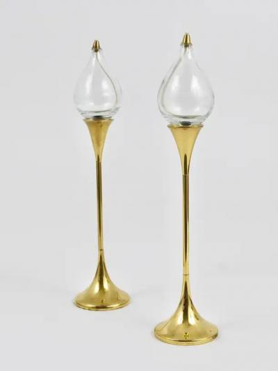 Freddie Andersen Two Large Freddie Andersen Midcentury Oil Lamp Candleholders Denmark 1970s