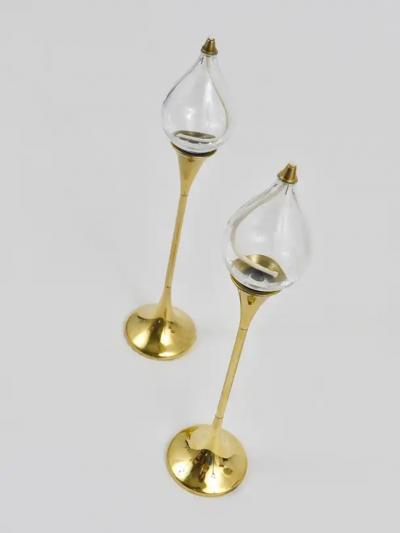 Freddie Andersen Two Large Freddie Andersen Midcentury Oil Lamp Candleholders Denmark 1970s