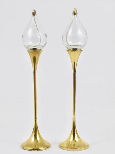 Freddie Andersen Two Large Freddie Andersen Midcentury Oil Lamp Candleholders Denmark 1970s
