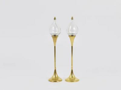Freddie Andersen Two Large Freddie Andersen Midcentury Oil Lamp Candleholders Denmark 1970s