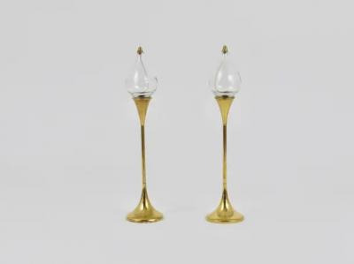 Freddie Andersen Two Large Freddie Andersen Midcentury Oil Lamp Candleholders Denmark 1970s