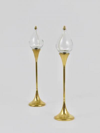 Freddie Andersen Two Large Freddie Andersen Midcentury Oil Lamp Candleholders Denmark 1970s
