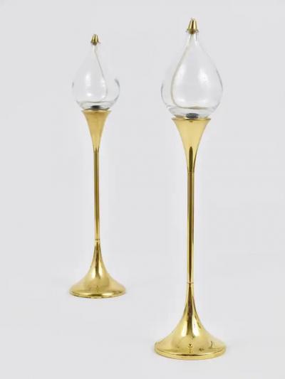 Freddie Andersen Two Large Freddie Andersen Midcentury Oil Lamp Candleholders Denmark 1970s