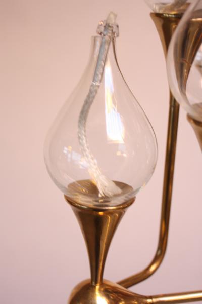 Freddie Anderson West German Brass and Glass Oil Lamp Candelabra by Freddie Andersen