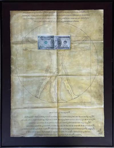 Freddy Ross Mixed Media Painting After Roman Vitruvius 1stC BC Writings