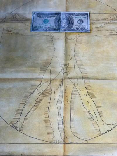 Freddy Ross Mixed Media Painting After Roman Vitruvius 1stC BC Writings