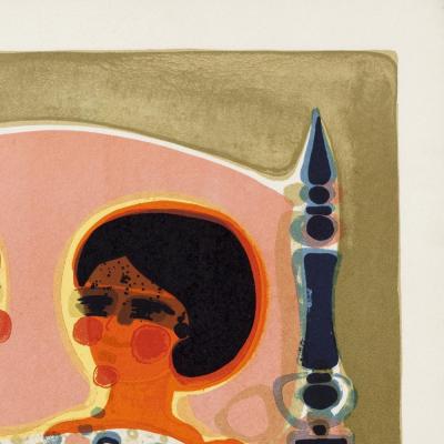 Frederic Menguy Two ladies Colour lithograph by Frederic Menguy