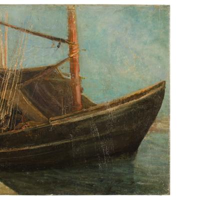 Frederic Montenard Frederic Montenard FRENCH 1849 1926 Fishing Boats in a Harbor painting