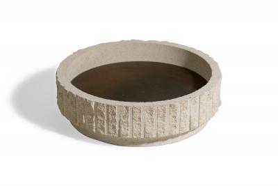 Frederic Saulou French Contemporary Limestone and Brass Center Piece