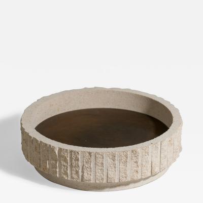Frederic Saulou French Contemporary Limestone and Brass Center Piece