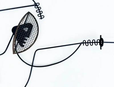 Frederic Weinberg 1950s Frederic Weinberg Wrought Iron Wall Sculpture of a Fencer