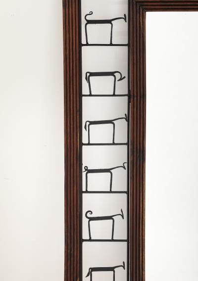 Frederic Weinberg Frederic Weinberg Iron and Wood Figural Wall Mirror circa 1950