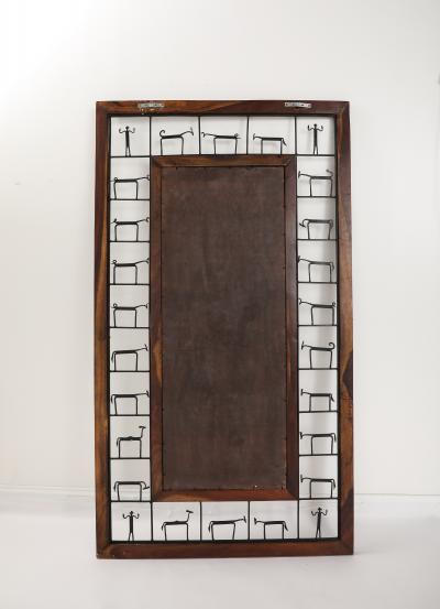 Frederic Weinberg Frederic Weinberg Iron and Wood Figural Wall Mirror circa 1950