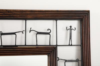 Frederic Weinberg Frederic Weinberg Iron and Wood Figural Wall Mirror circa 1950
