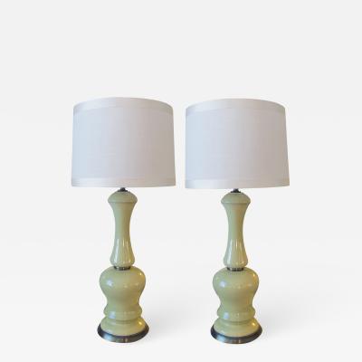 Frederick Cooper A pair of American celadon green ceramic lamps by Frederick Cooper