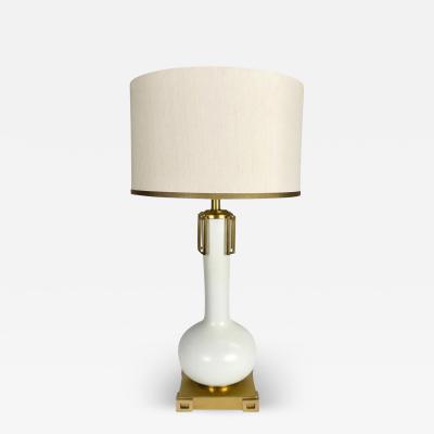 Frederick Cooper Lamp Co Frederick Cooper Mid Century Modern White Porcelain and Brass Table Lamp