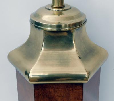 Frederick Cooper Lamp Co Good Quality Frederick Cooper 1960s Octagonal Burlwood and Brass Lamp