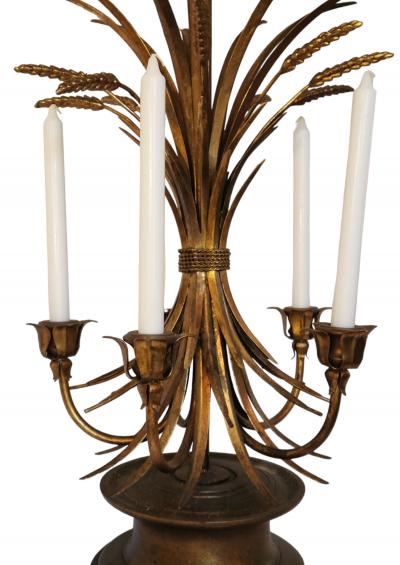 Frederick Cooper Lamp Co Neoclassic Gilt Sheaf of Wheat Candelabra Table Lamp Frederick Cooper