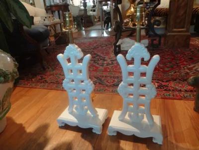 Frederick Cooper Lamp Co Pair of Asian Modern James Mont Style White Lacquered Lamps