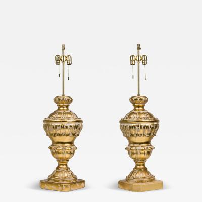 Frederick Cooper Lamp Co Pair of Frederick Cooper Plaster Parcel Gilt Baluster Table Lamps