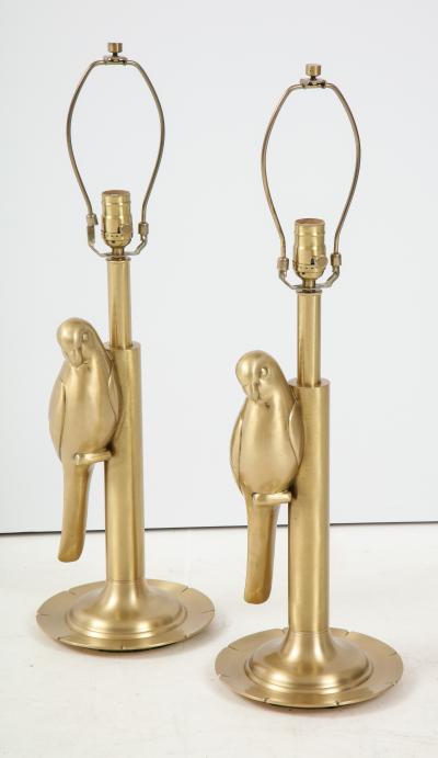 Frederick Cooper Lamp Co Satin Brass Parrot Lamps