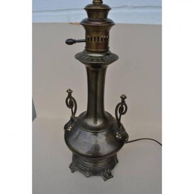 Frederick Cooper Lamp Co Vintage Pair of Aged Brass Lamps by Frederick Cooper