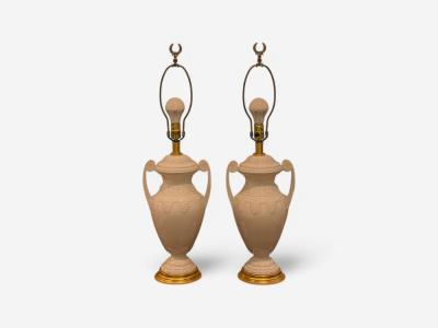 Frederick Cooper Lenox Neoclassical Style White Porcelain Table Lamps 1980s