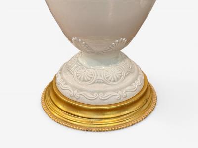 Frederick Cooper Lenox Neoclassical Style White Porcelain Table Lamps 1980s