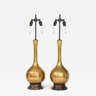 Frederick G Cooper Frederick Cooper Burnished Gold Crackle Glazed Lamps