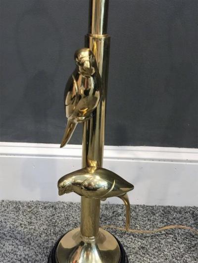 Frederick G Cooper MODERN PARROTS ON TREE BRASS LAMP