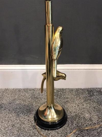 Frederick G Cooper MODERN PARROTS ON TREE BRASS LAMP