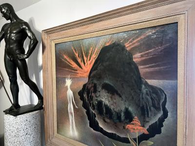 Frederick Haucke Surrealist Landscape Mountain with Nude Woman Perls Gallery