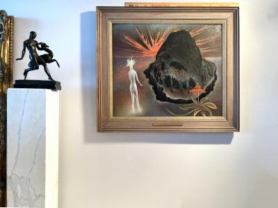 Frederick Haucke Surrealist Landscape Mountain with Nude Woman Perls Gallery