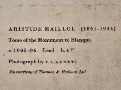 Frederick Leslie Kenett F L Kenett Photograph of Maillol Sculpture Tate Gallery 1953 Silver Print