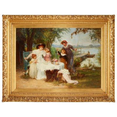 Frederick Morgan Fred Morgan The Hero of the Hour large Victorian oil painting