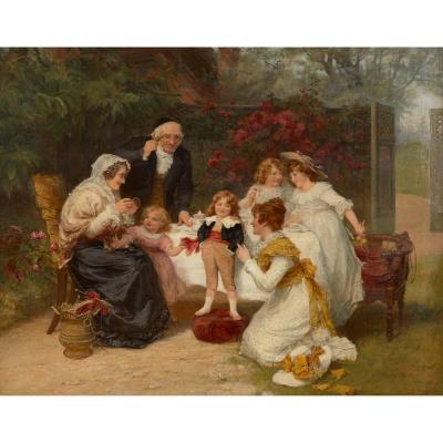 Frederick Morgan His First Suit a large Victorian oil painting signed Fred Morgan