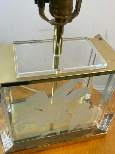 Frederick Raymond BEAUTIFUL ART DECO REVIVAL BRASS GLASS AND LUCITE LAMP