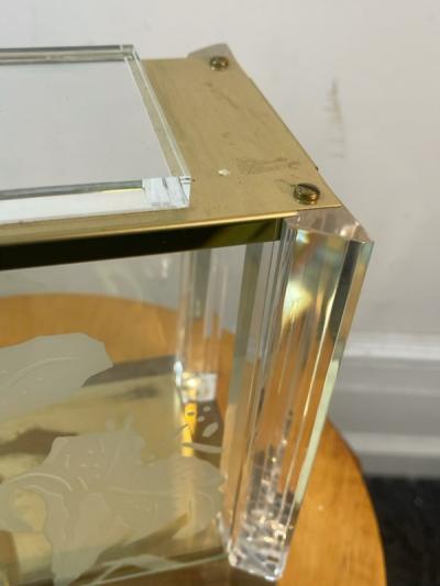 Frederick Raymond BEAUTIFUL ART DECO REVIVAL BRASS GLASS AND LUCITE LAMP